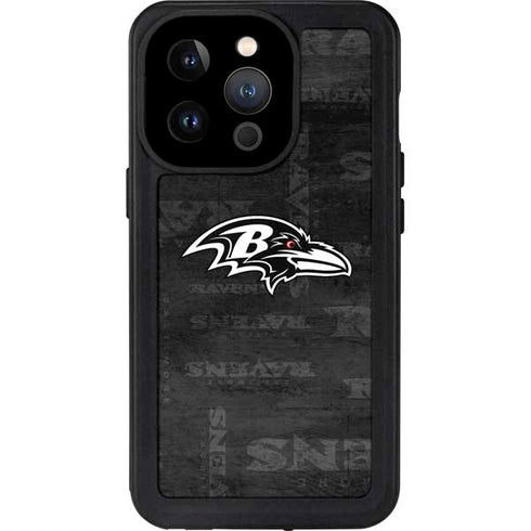 NFL Baltimore Ravens Black & White iPhone 15 Pro Waterproof Case