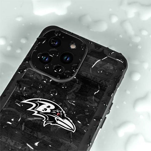 NFL Baltimore Ravens Black & White iPhone 15 Pro Waterproof Case