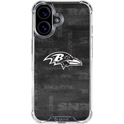 NFL Baltimore Ravens Black & White iPhone 16 Plus Clear Case