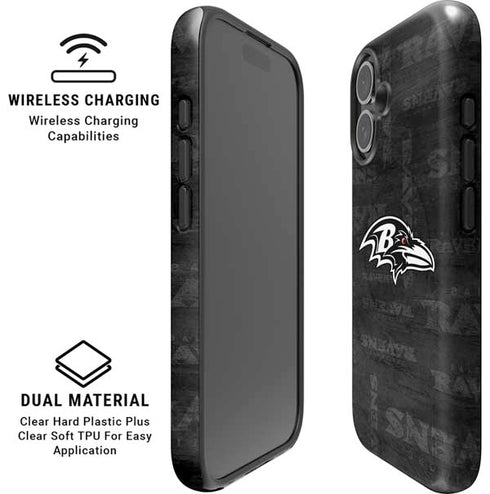 NFL Baltimore Ravens Black & White iPhone 16 Plus Magsafe Impact Case