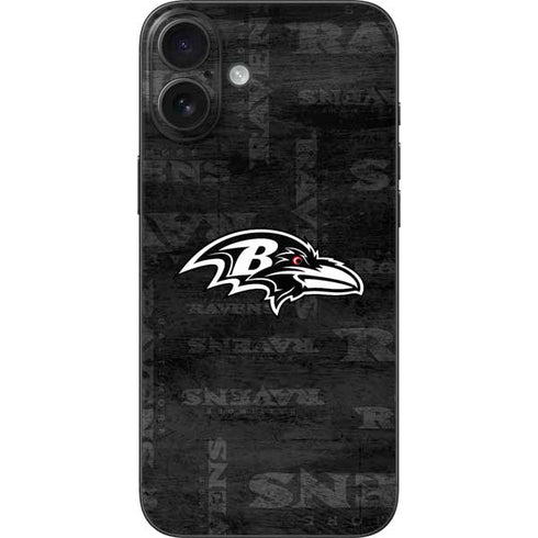 NFL Baltimore Ravens Black & White iPhone 16 Plus Skin