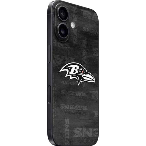 NFL Baltimore Ravens Black & White iPhone 16 Plus Skin