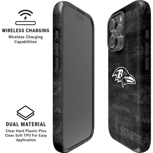 NFL Baltimore Ravens Black & White iPhone 16 Pro Max Magsafe Impact Case