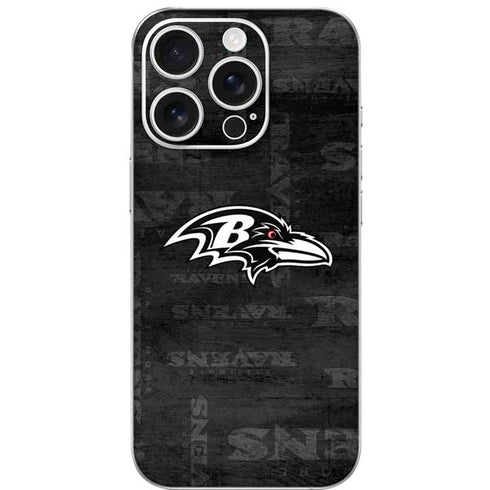 NFL Baltimore Ravens Black & White iPhone 16 Pro Skin