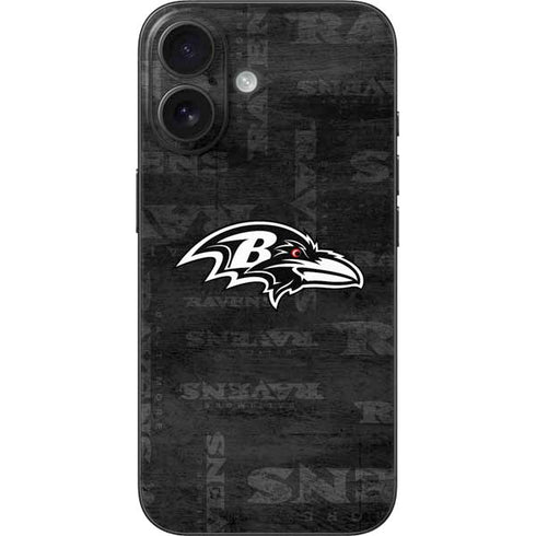 NFL Baltimore Ravens Black & White iPhone 16 Skin