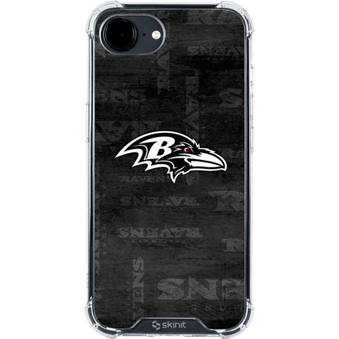 NFL Baltimore Ravens Black & White iPhone 16e Clear Case