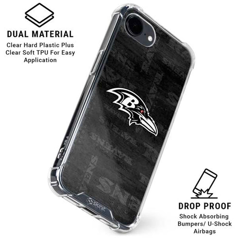 NFL Baltimore Ravens Black & White iPhone 16e Clear Case