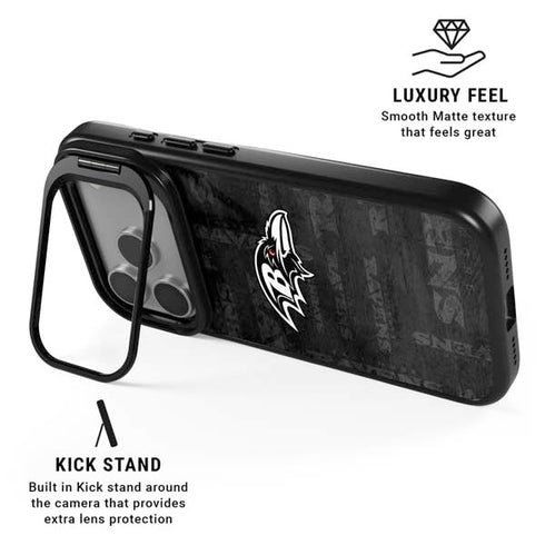 NFL Baltimore Ravens Black & White iPhone 17 Pro Kickstand Case