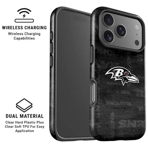 NFL Baltimore Ravens Black & White iPhone 17 Pro Magsafe Impact Case