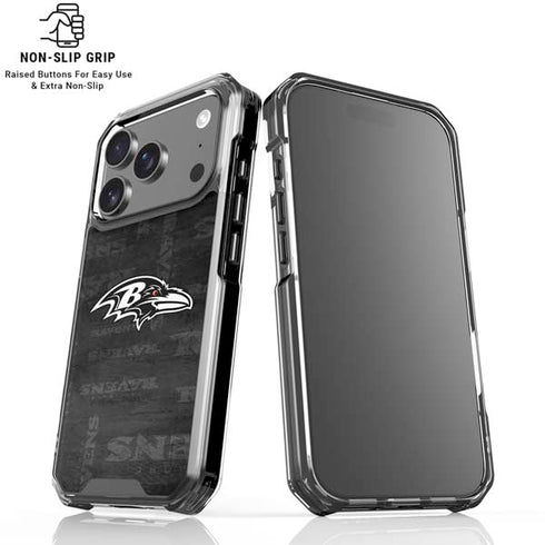 NFL Baltimore Ravens Black & White iPhone 18 Pro Clear Case