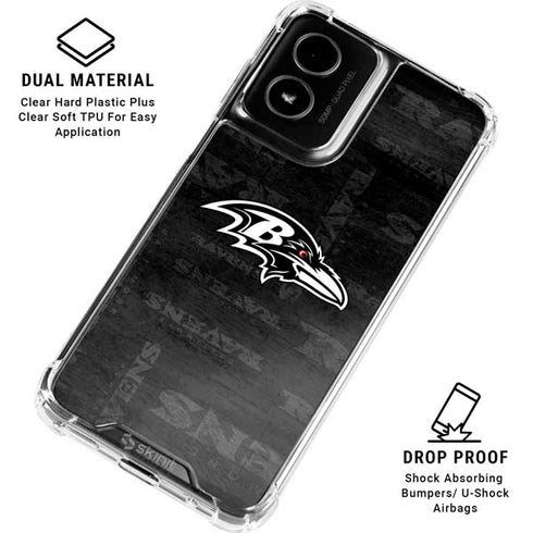 NFL Baltimore Ravens Black & White Moto G Power 5G (2024) Clear Case
