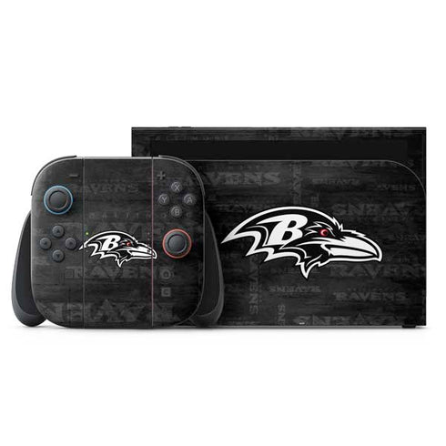 NFL Baltimore Ravens Black & White Nintendo Switch 2 (2025) with Joy-Con Skin