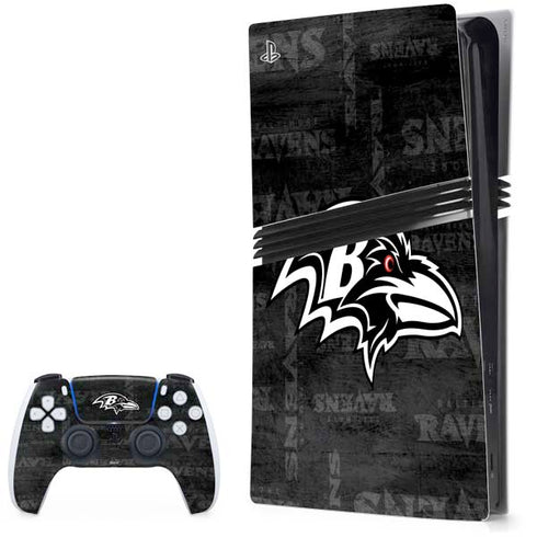 NFL Baltimore Ravens Black & White PS5 Pro Bundle Skin