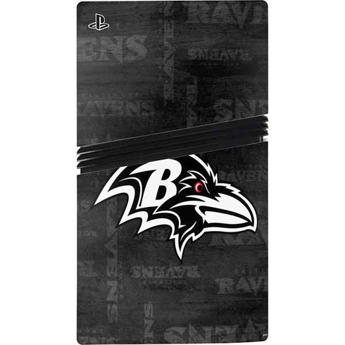 NFL Baltimore Ravens Black & White PS5 Pro Console Skin