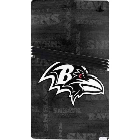 NFL Baltimore Ravens Black & White PS5 Pro Console Skin