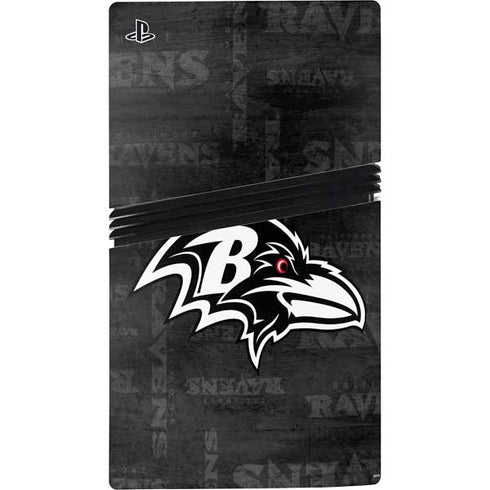 NFL Baltimore Ravens Black & White PS5 Pro Disk Bundle Skin
