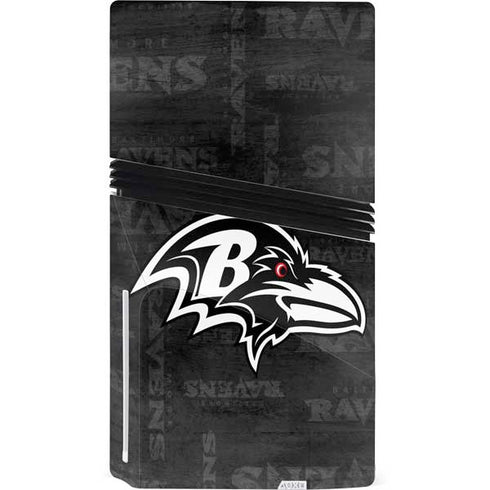NFL Baltimore Ravens Black & White PS5 Pro Disk Console Skin