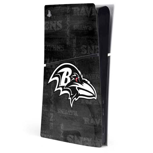 NFL Baltimore Ravens Black & White PS5 Slim Digital Edition Console Skin
