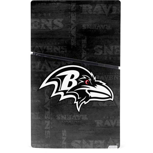 NFL Baltimore Ravens Black & White PS5 Slim Digital Edition Console Skin