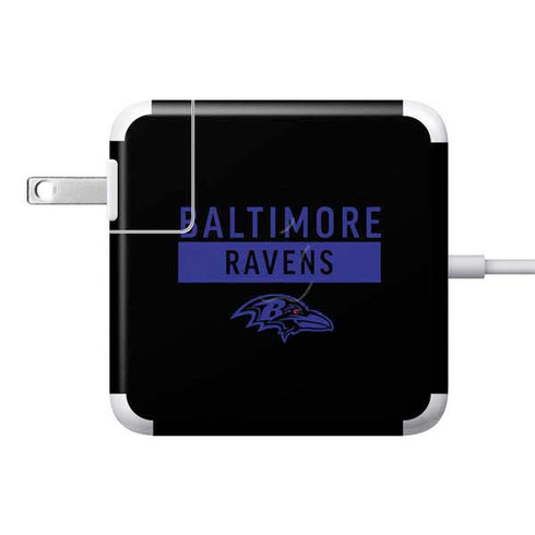 NFL Baltimore Ravens Black Performance Series 85W Power Adapter (15 and 17 inch MacBook Pro Charger) Skin
