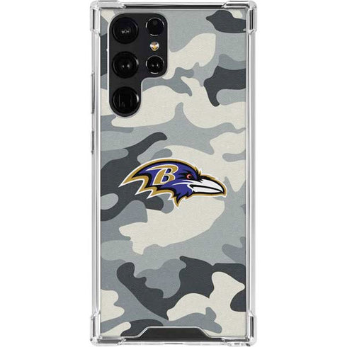 NFL Baltimore Ravens Camo Galaxy S23 Ultra Clear Case