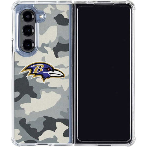 NFL Baltimore Ravens Camo Galaxy Z Fold5 5G Clear Case