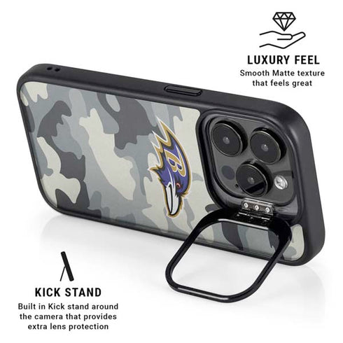 NFL Baltimore Ravens Camo iPhone 14 Pro Max Kickstand Case