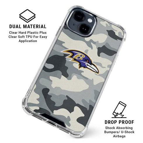 NFL Baltimore Ravens Camo iPhone 15 Clear Case