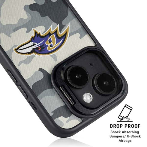 NFL Baltimore Ravens Camo iPhone 15 Kickstand Case