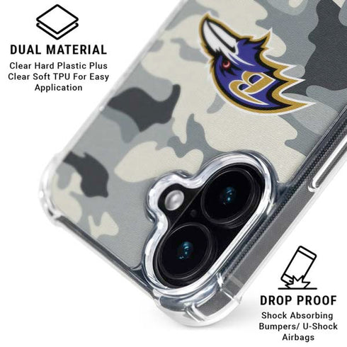 NFL Baltimore Ravens Camo iPhone 16 Plus Clear Case