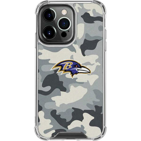 NFL Baltimore Ravens Camo iPhone 16 Pro Clear Case