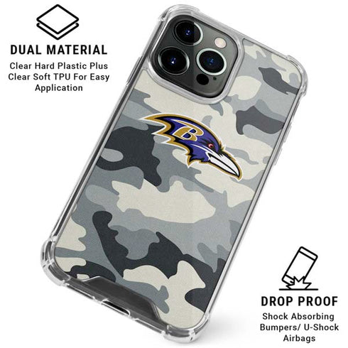 NFL Baltimore Ravens Camo iPhone 16 Pro Clear Case