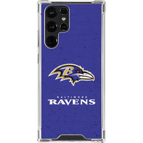 NFL Baltimore Ravens Distressed Galaxy S23 Ultra Clear Case