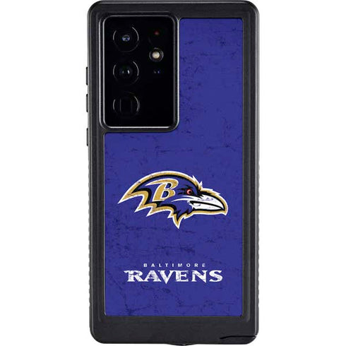 NFL Baltimore Ravens Distressed Galaxy S24 Ultra Waterproof Case