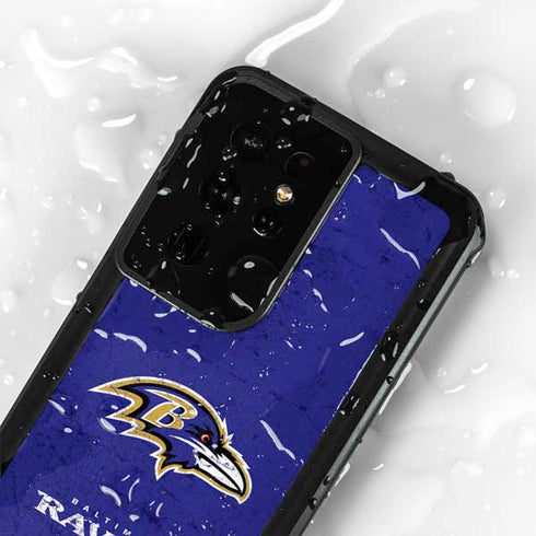 NFL Baltimore Ravens Distressed Galaxy S24 Ultra Waterproof Case