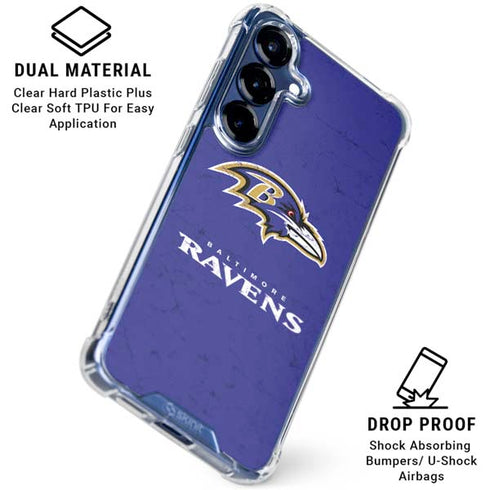 NFL Baltimore Ravens Distressed Galaxy S25 Plus Clear Case