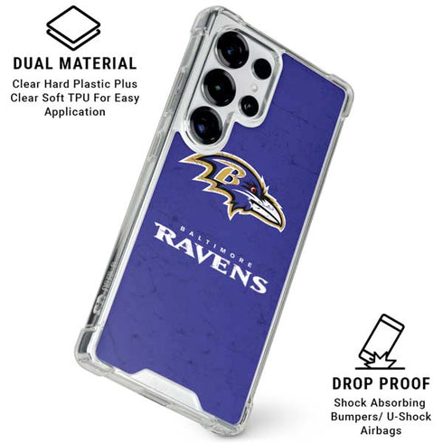 NFL Baltimore Ravens Distressed Galaxy S26 Ultra Clear Case