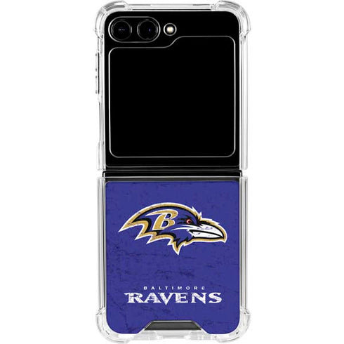 NFL Baltimore Ravens Distressed Galaxy Z Flip6 Clear Case