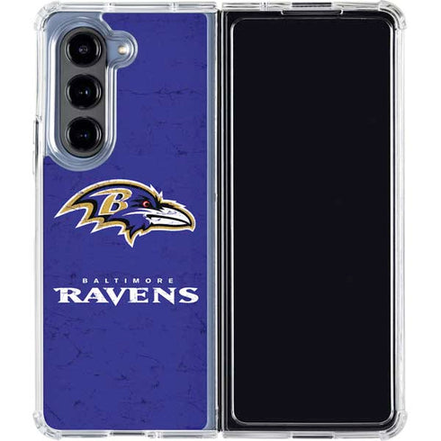 NFL Baltimore Ravens Distressed Galaxy Z Fold5 5G Clear Case