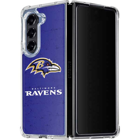 NFL Baltimore Ravens Distressed Galaxy Z Fold5 5G Clear Case