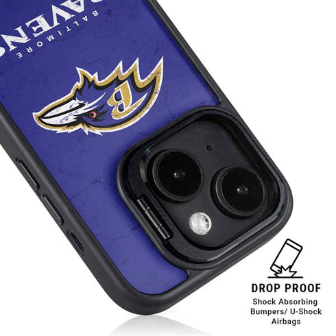 NFL Baltimore Ravens Distressed iPhone 15 Plus Kickstand Case