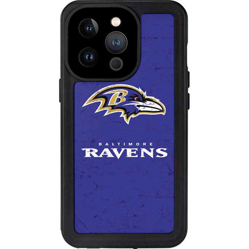 NFL Baltimore Ravens Distressed iPhone 15 Pro Waterproof Case