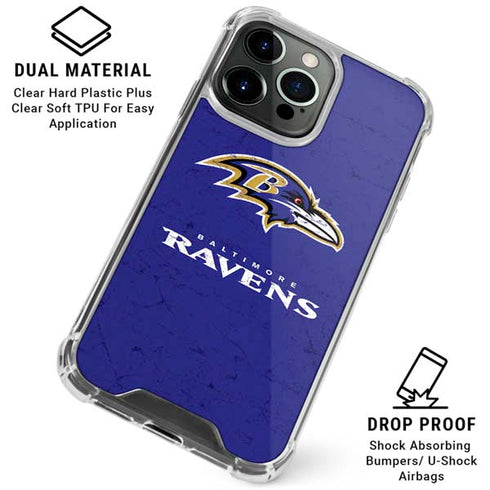 NFL Baltimore Ravens Distressed iPhone 16 Pro Max Clear Case