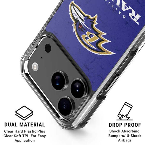 NFL Baltimore Ravens Distressed iPhone 18 Pro Clear Case