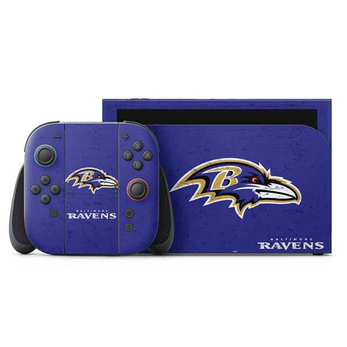 NFL Baltimore Ravens Distressed Nintendo Switch 2 (2025) with Joy-Con Skin