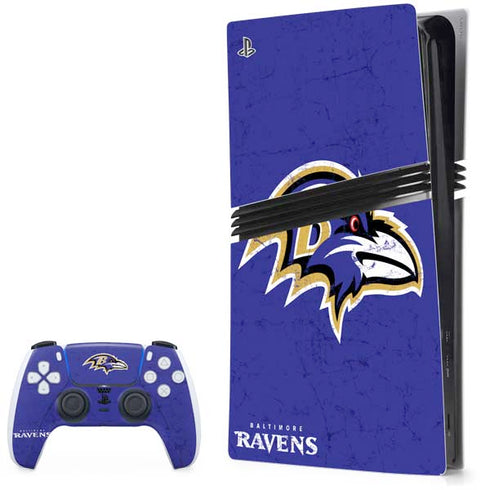 NFL Baltimore Ravens Distressed PS5 Pro Bundle Skin