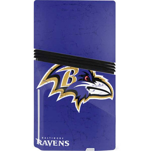 NFL Baltimore Ravens Distressed PS5 Pro Disk Console Skin