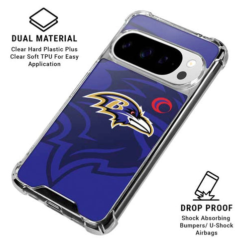 NFL Baltimore Ravens Double Vision Google Pixel 10 Pro XL Clear Case