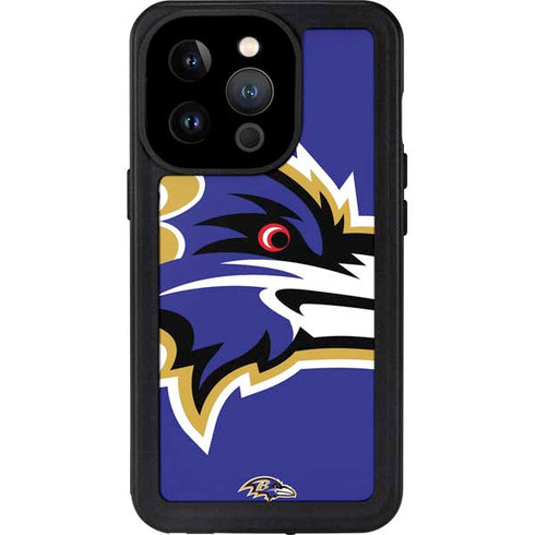 NFL Baltimore Ravens Large Logo iPhone 15 Pro Waterproof Case