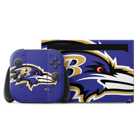 NFL Baltimore Ravens Large Logo Nintendo Switch 2 (2025) with Joy-Con Skin